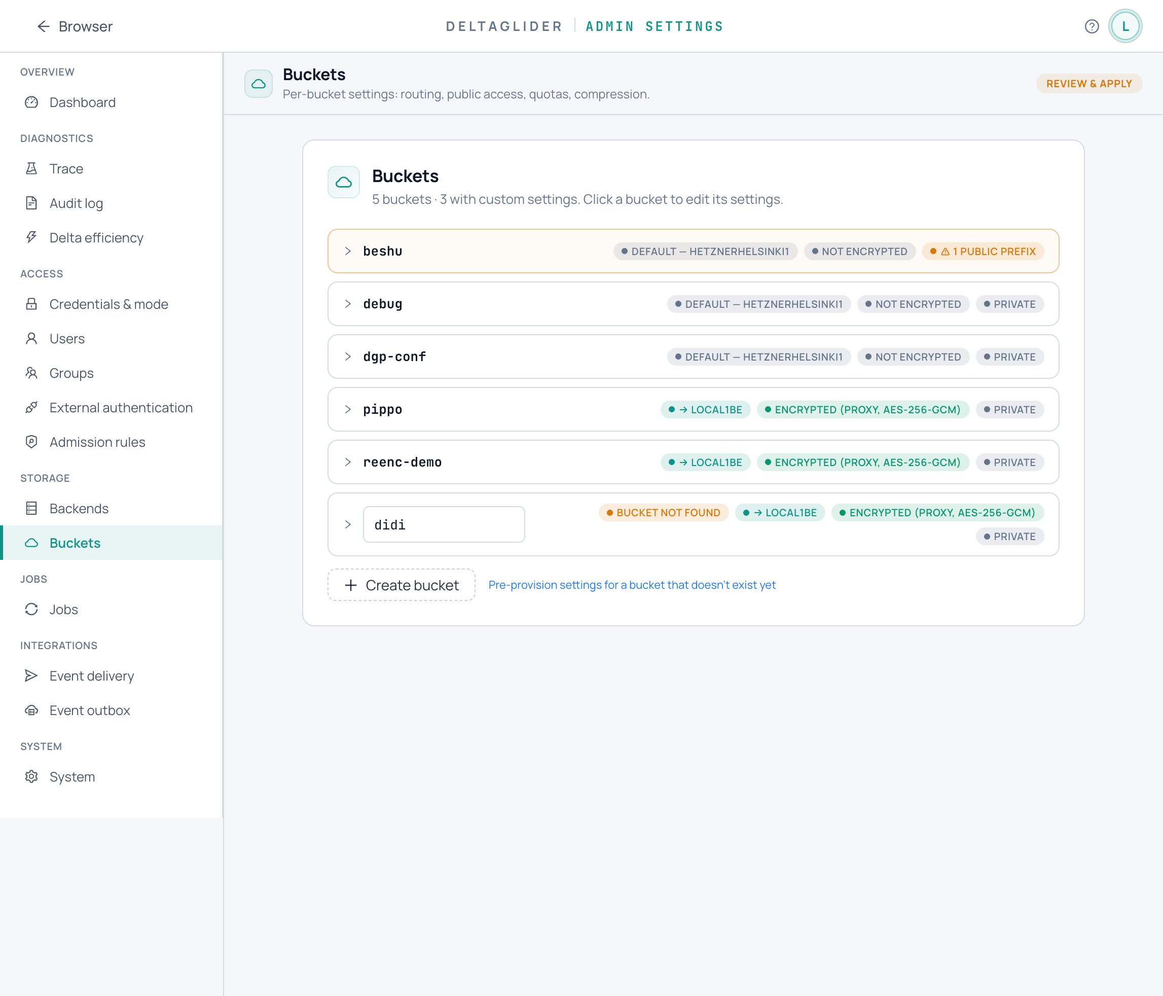 Storage backend configuration form
